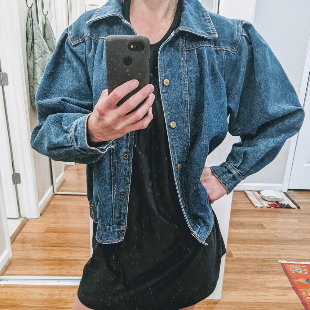 Vintage balloon sleeve denim jacket